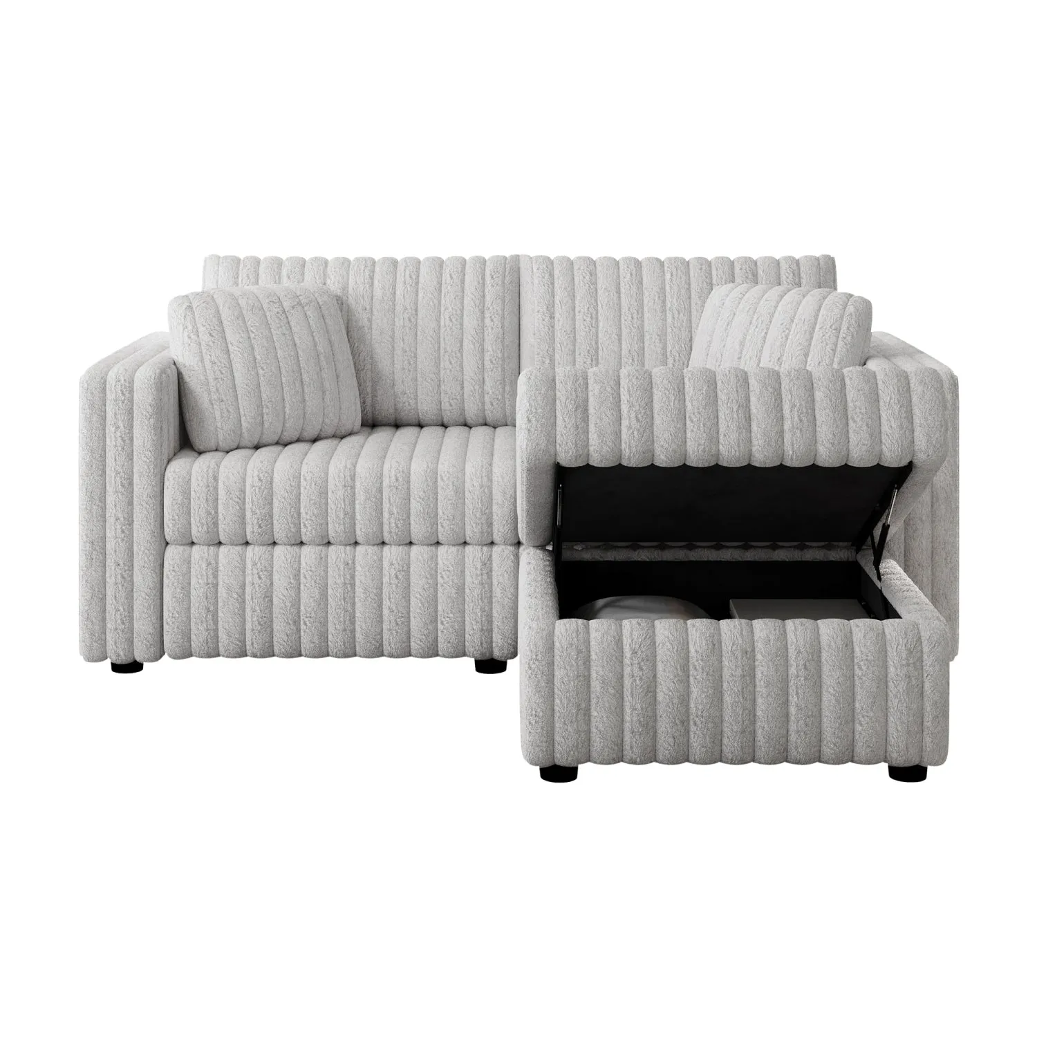 Streamdale 75.6" Modular Sofa w/ Lift & Ottoman. Light Gray.