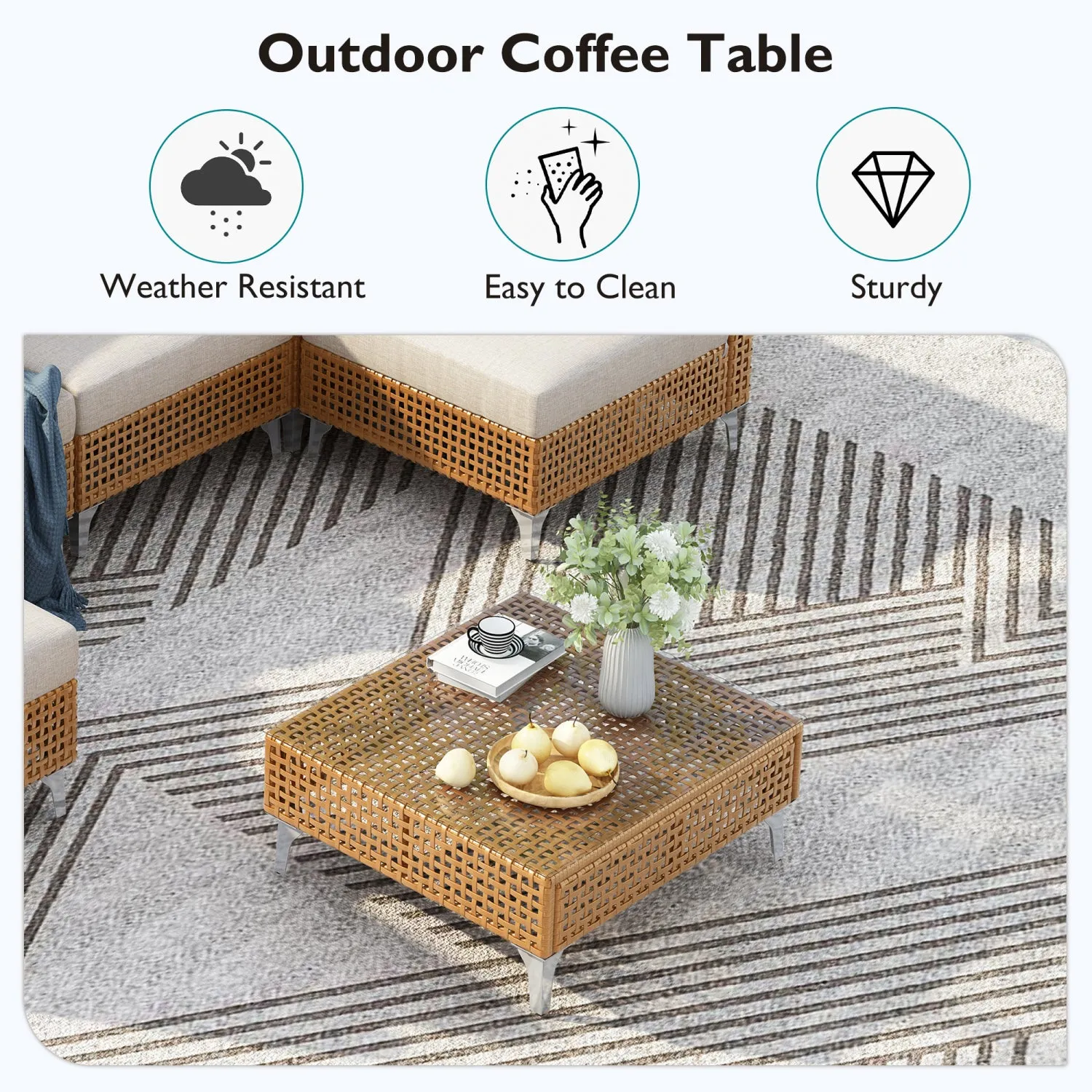 Streamdale 8-Piece Patio Set w/ 43" Fire Pit Table & Cushions