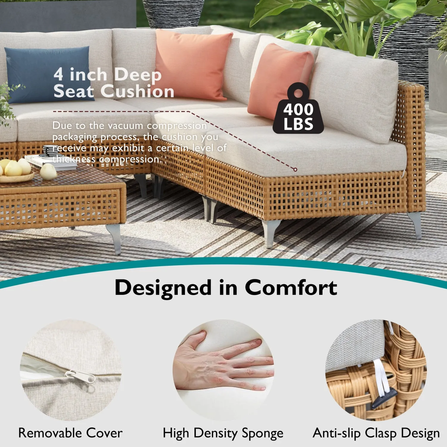 Streamdale 8-Piece Patio Set w/ 43" Fire Pit Table & Cushions
