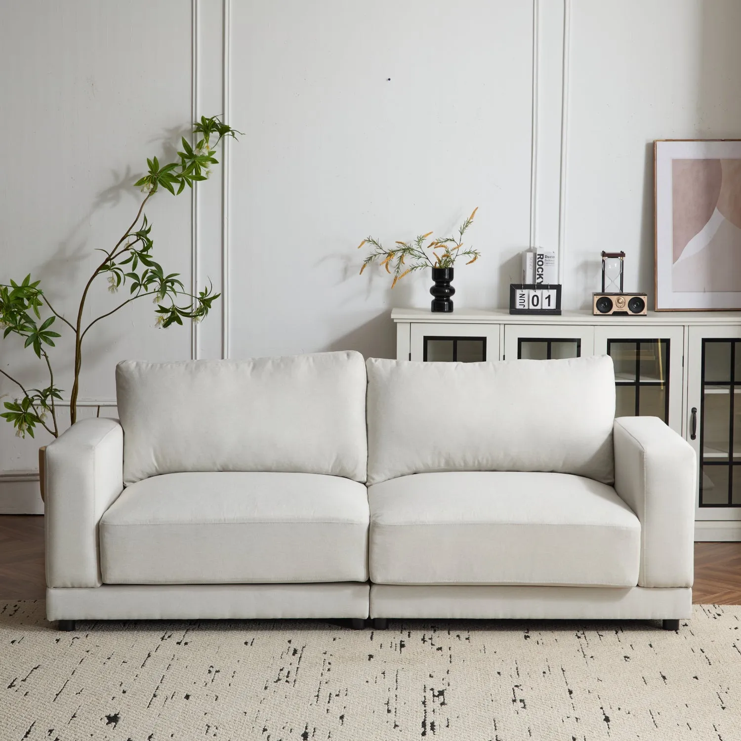 Streamdale 81" Modern Sofa - Deep Cushions & Wooden Legs