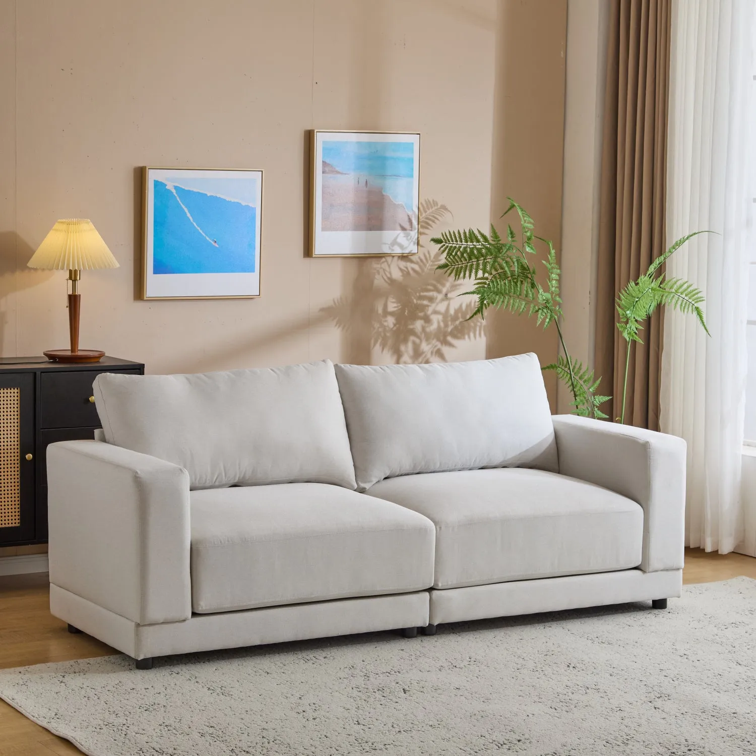 Streamdale 81" Modern Sofa - Deep Cushions & Wooden Legs