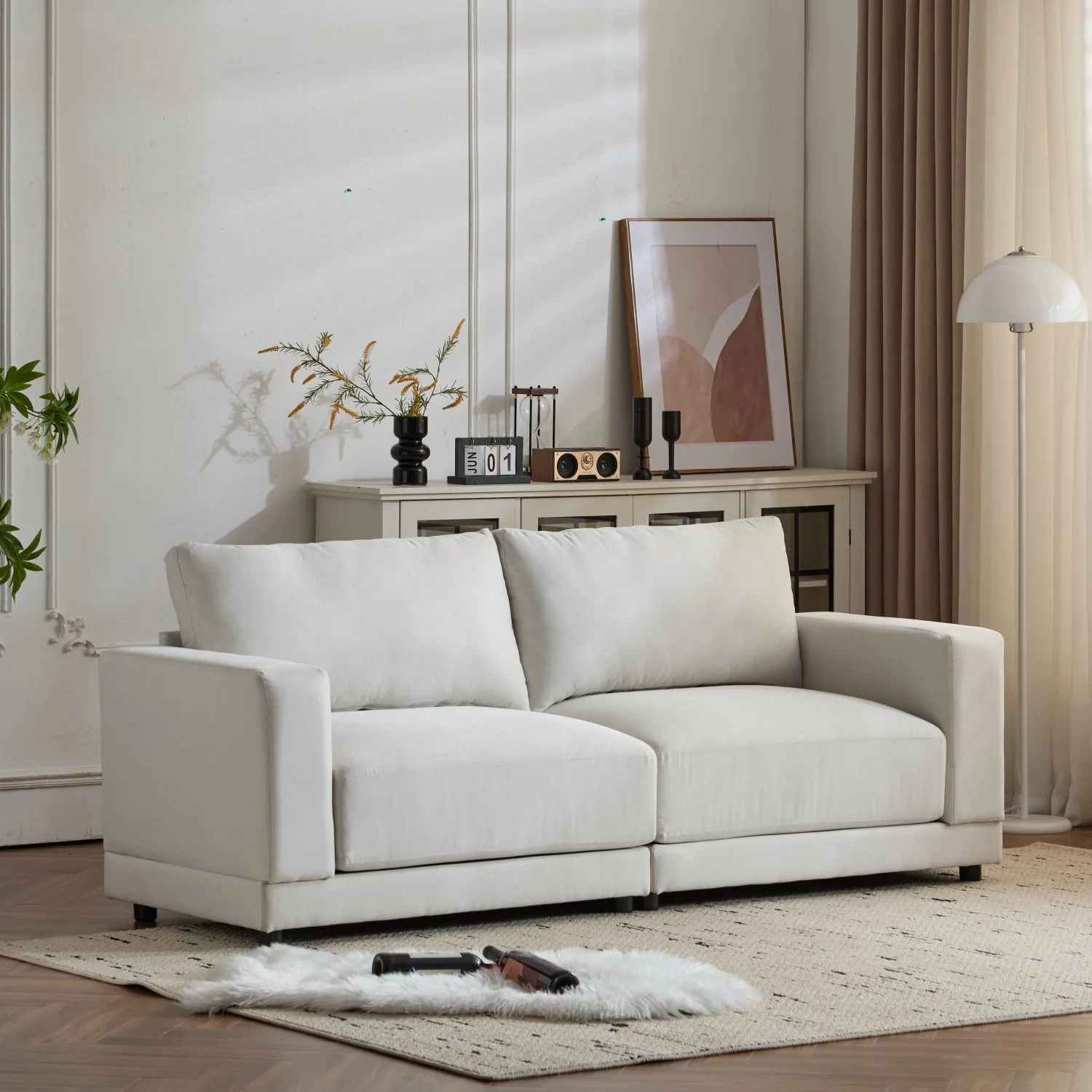 Streamdale 81" Modern Sofa - Deep Cushions & Wooden Legs