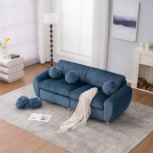 Streamdale 84" Blue Corduroy Sofa Couch