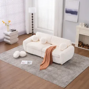 Streamdale 84" White Corduroy Sofa Couch