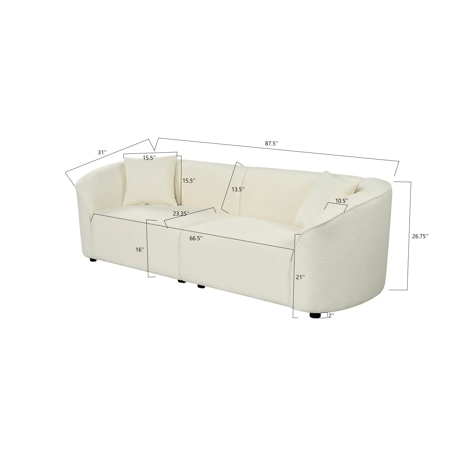 Streamdale 87" Curved Sofa: Plush, Streamlined, Durable