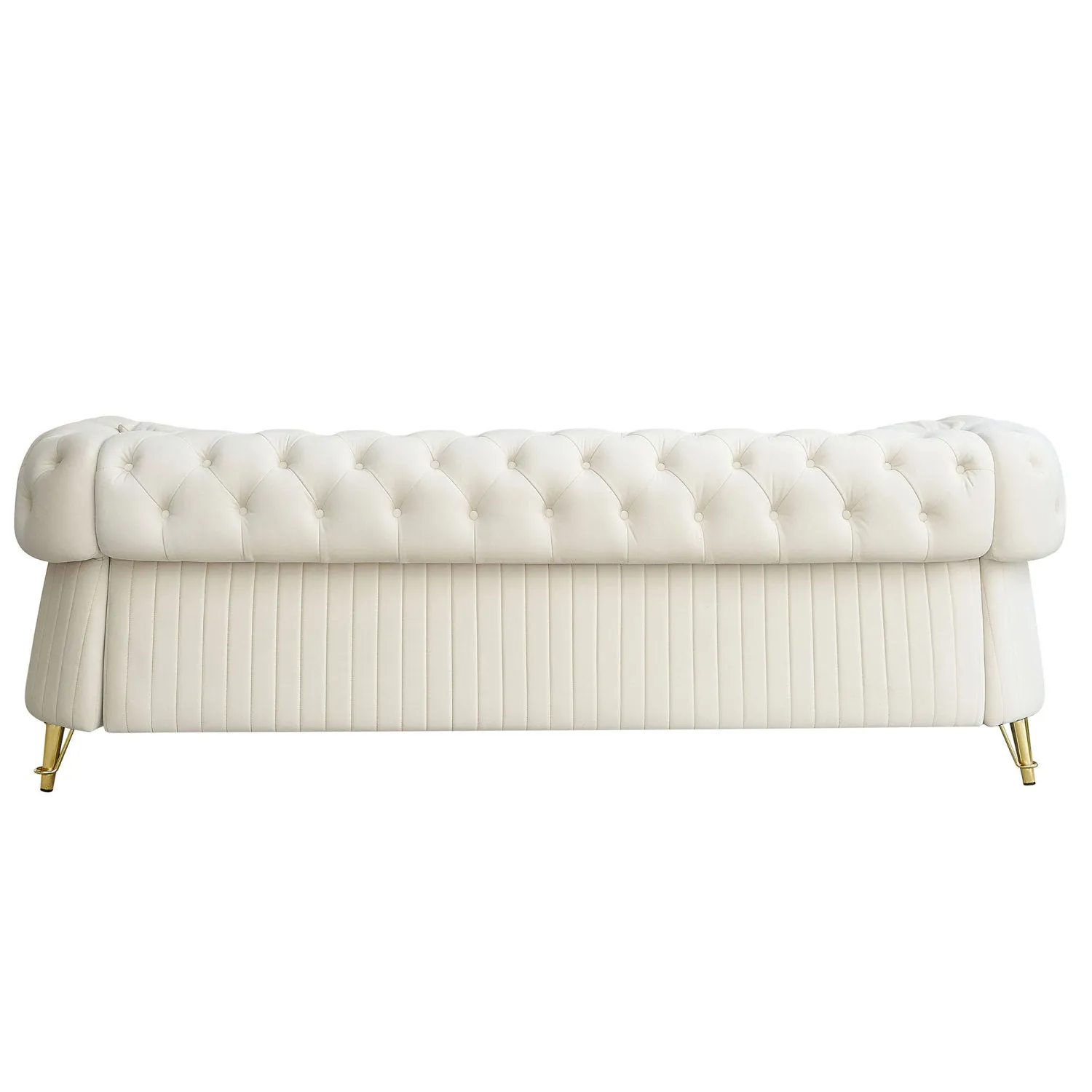 Streamdale 89" Chesterfield Tufted Velvet Sofa, Beige