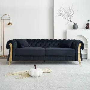 Streamdale 89" Chesterfield Tufted Velvet Sofa - Black