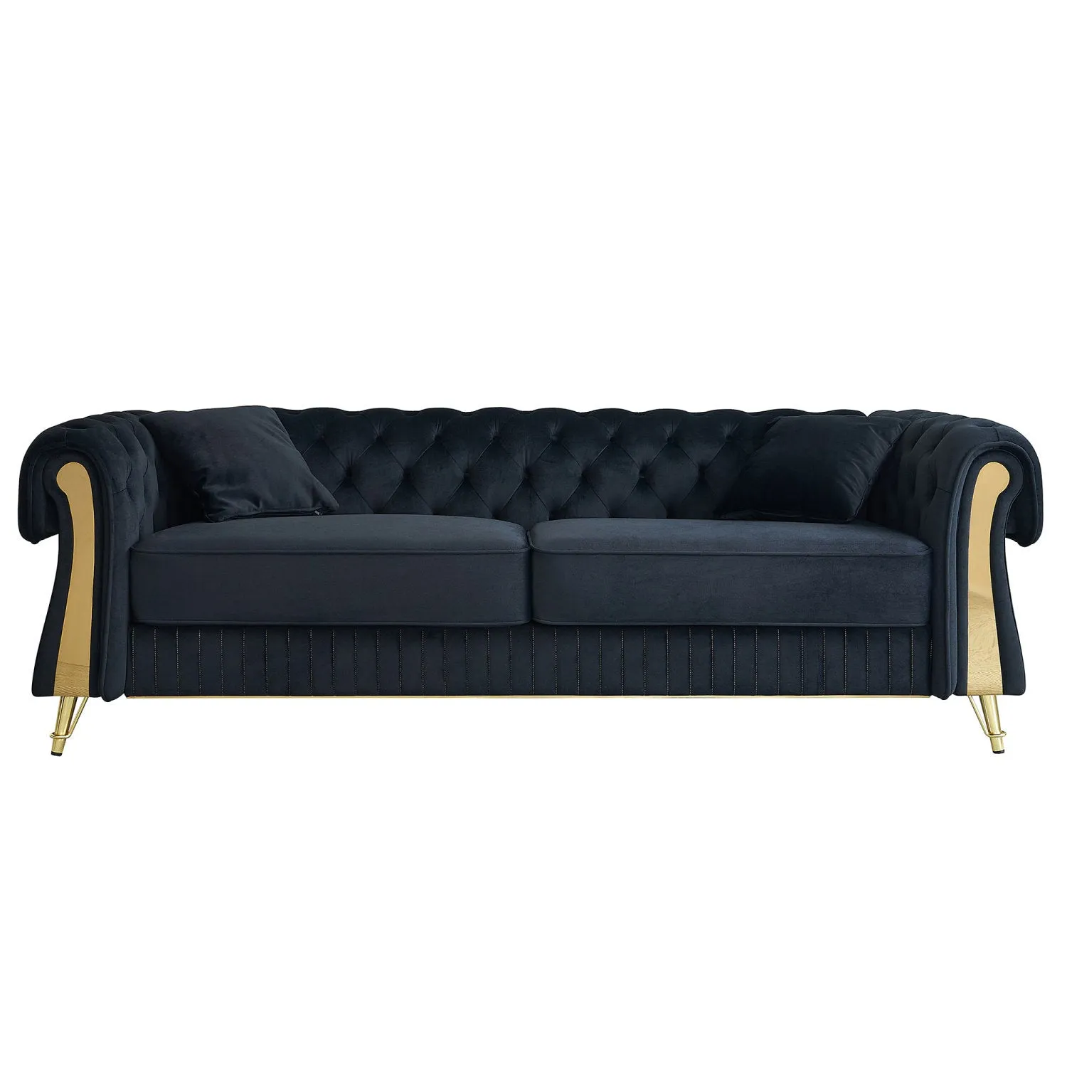 Streamdale 89" Chesterfield Tufted Velvet Sofa - Black