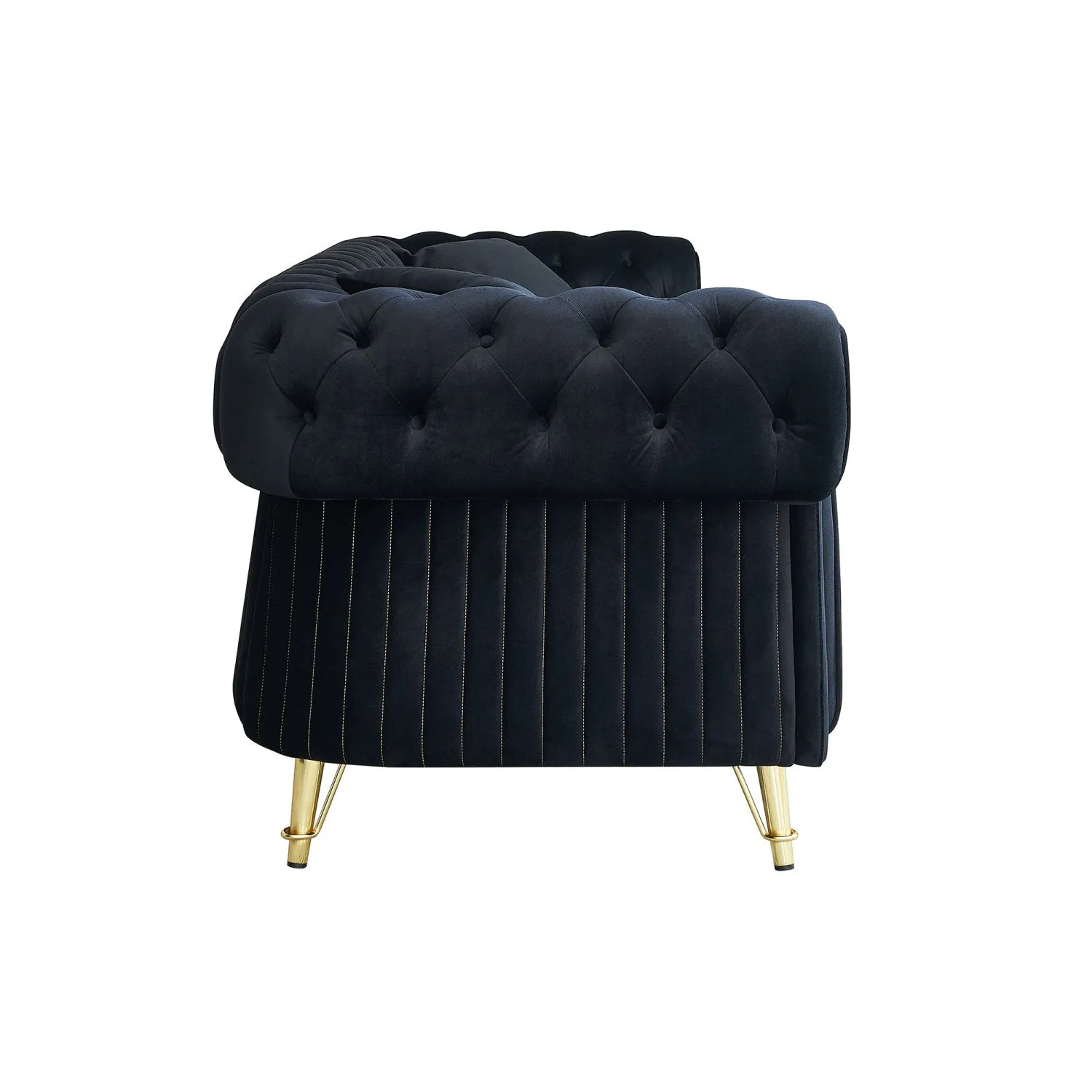 Streamdale 89" Chesterfield Tufted Velvet Sofa - Black