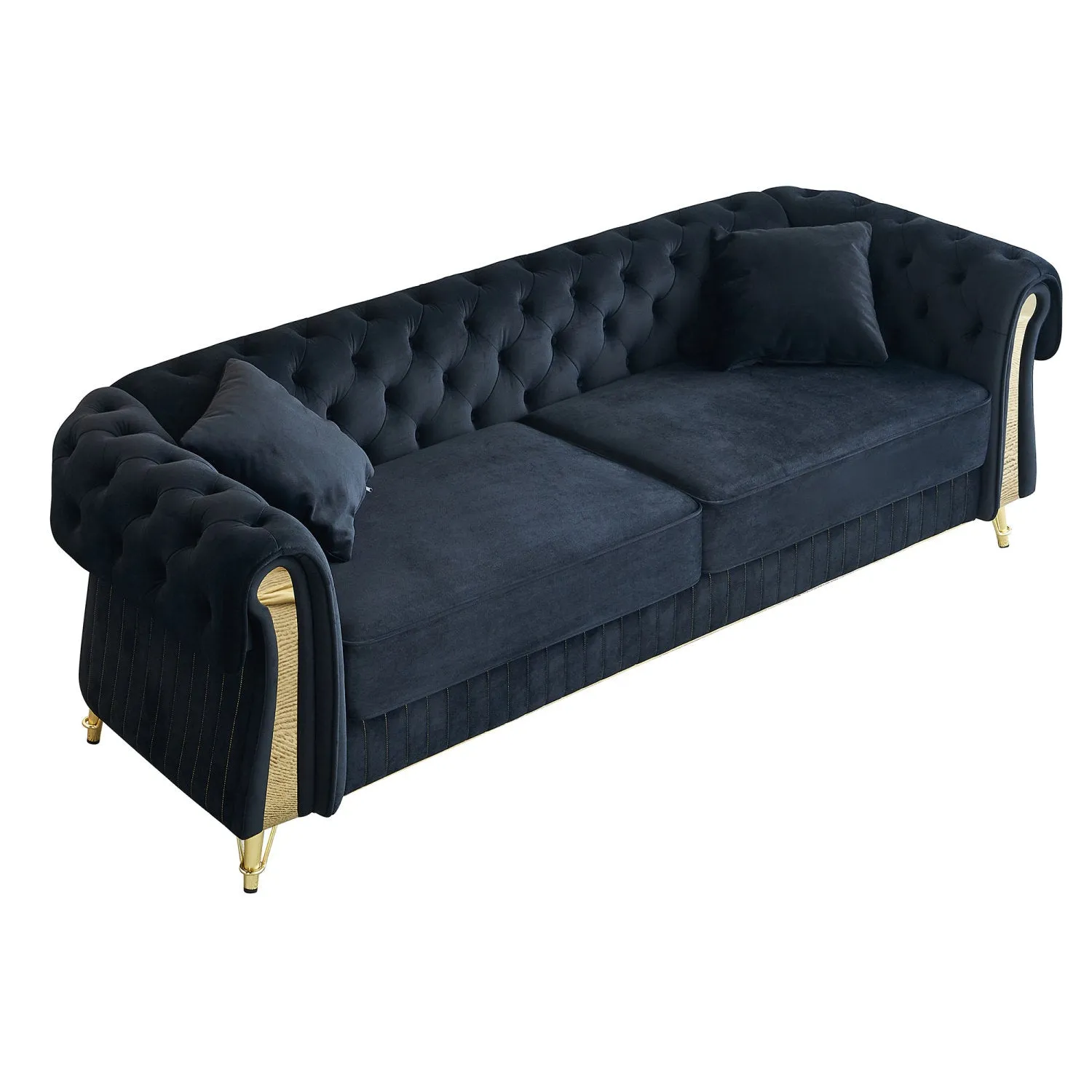 Streamdale 89" Chesterfield Tufted Velvet Sofa - Black