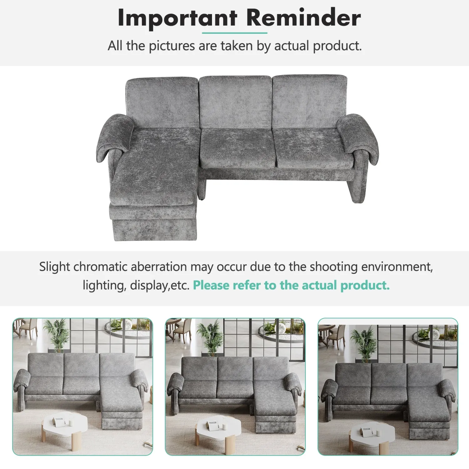 Streamdale 94" Convertible Futon Sofa Bed with Chaise & Pillows