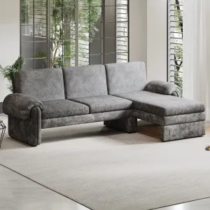 Streamdale 94" Convertible Futon Sofa Bed with Chaise & Pillows