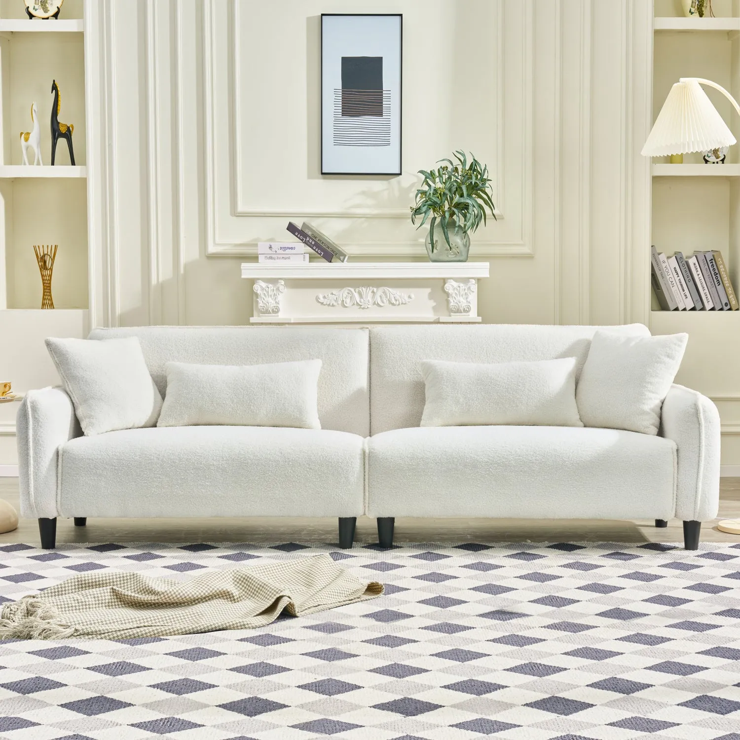 Streamdale 97" Teddy Velvet Sofa - Living Room, Bedroom, Office