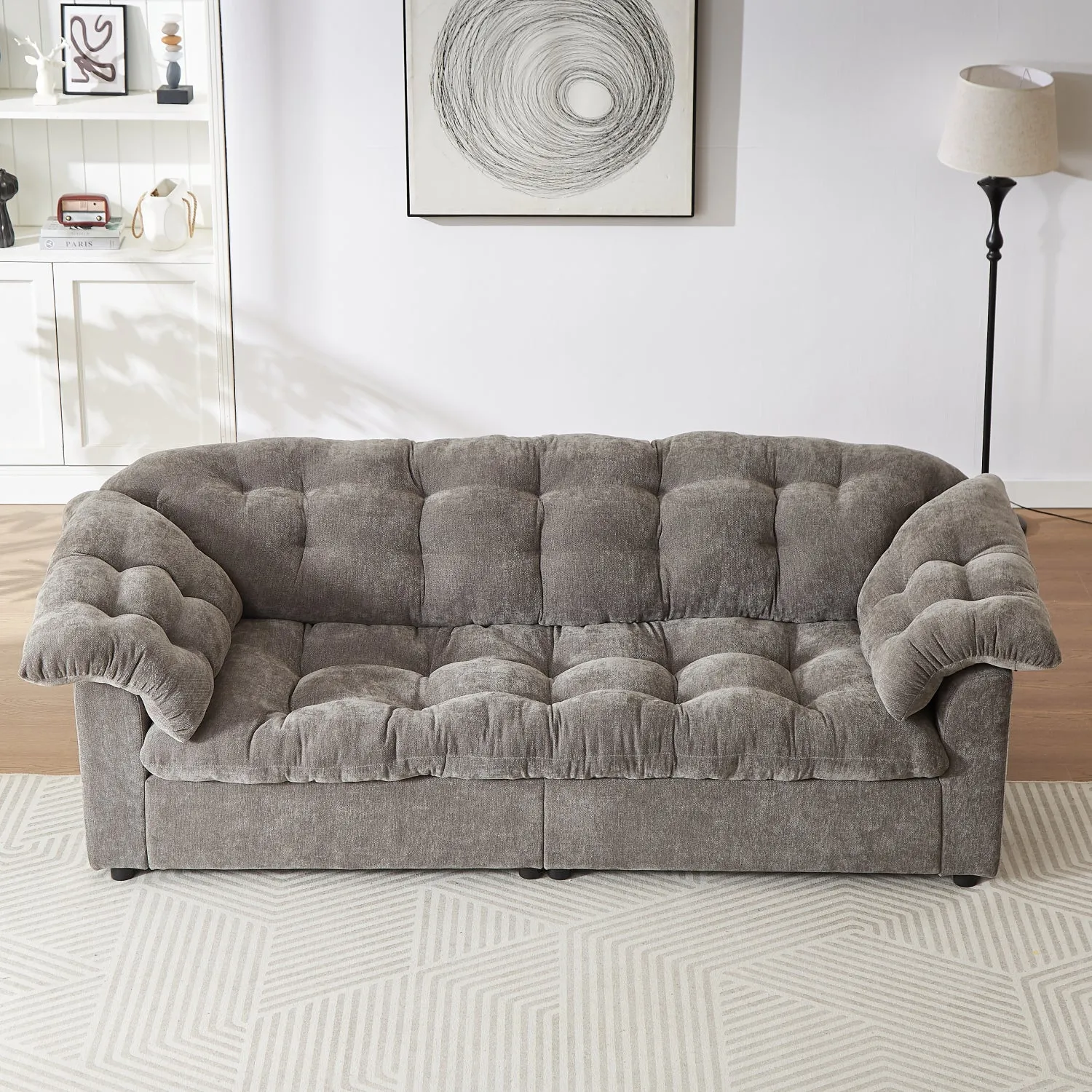 Streamdale 99" Chenille Deep Seat Sofa - Grey