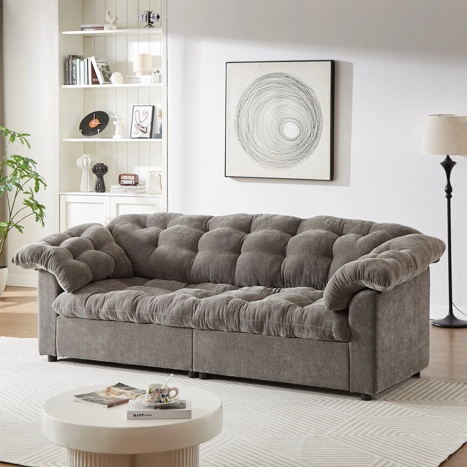 Streamdale 99" Chenille Deep Seat Sofa - Grey