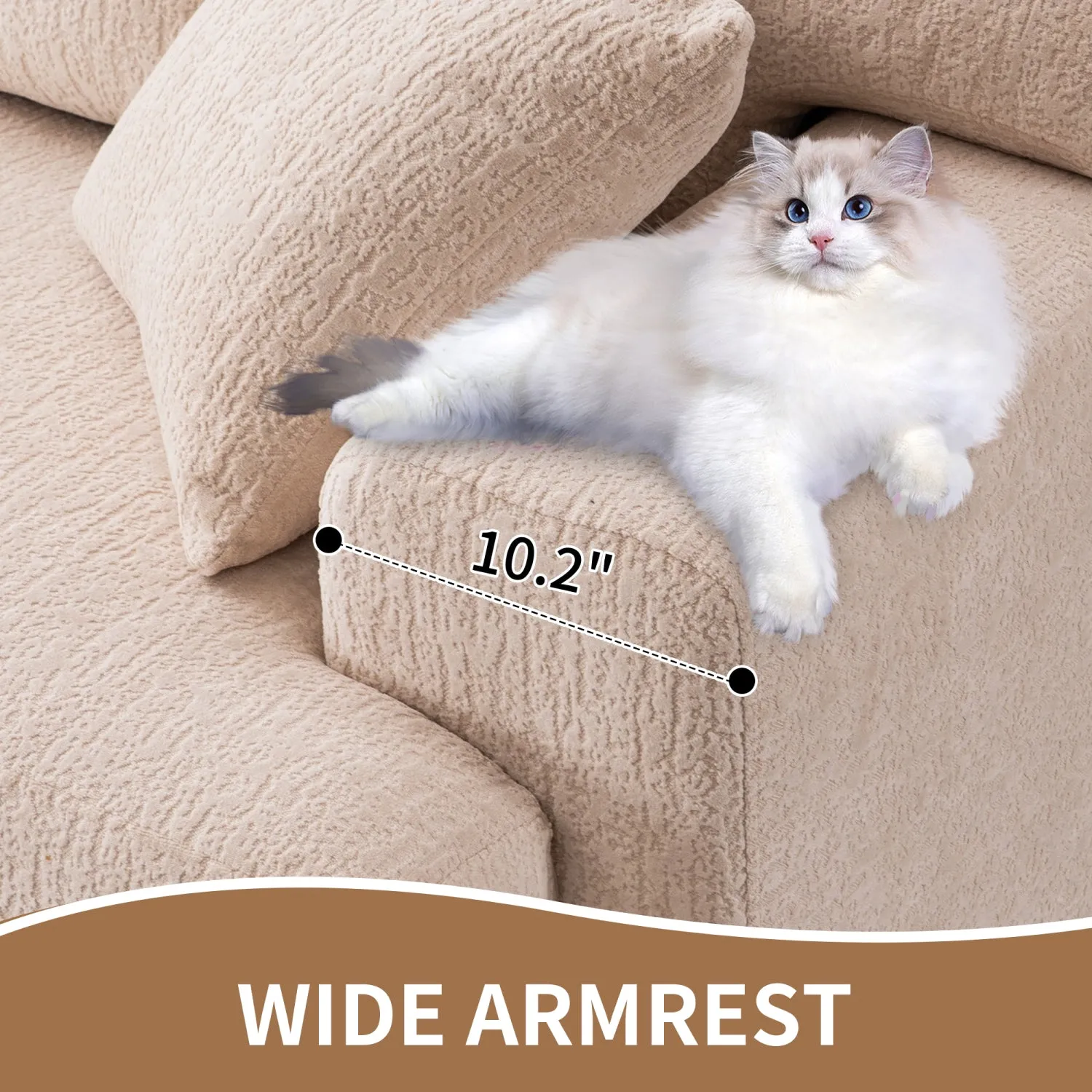 Streamdale Apricot Chenille 4-Seater Compression Sofa with Pillows