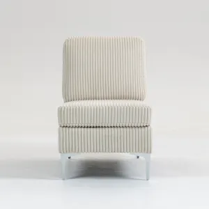 Streamdale Beige Corduroy Modular Armless Sofa Seat