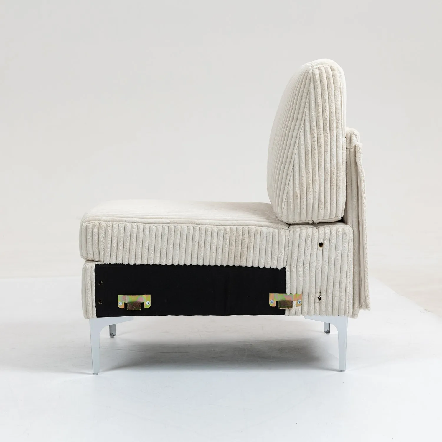 Streamdale Beige Corduroy Modular Armless Sofa Seat