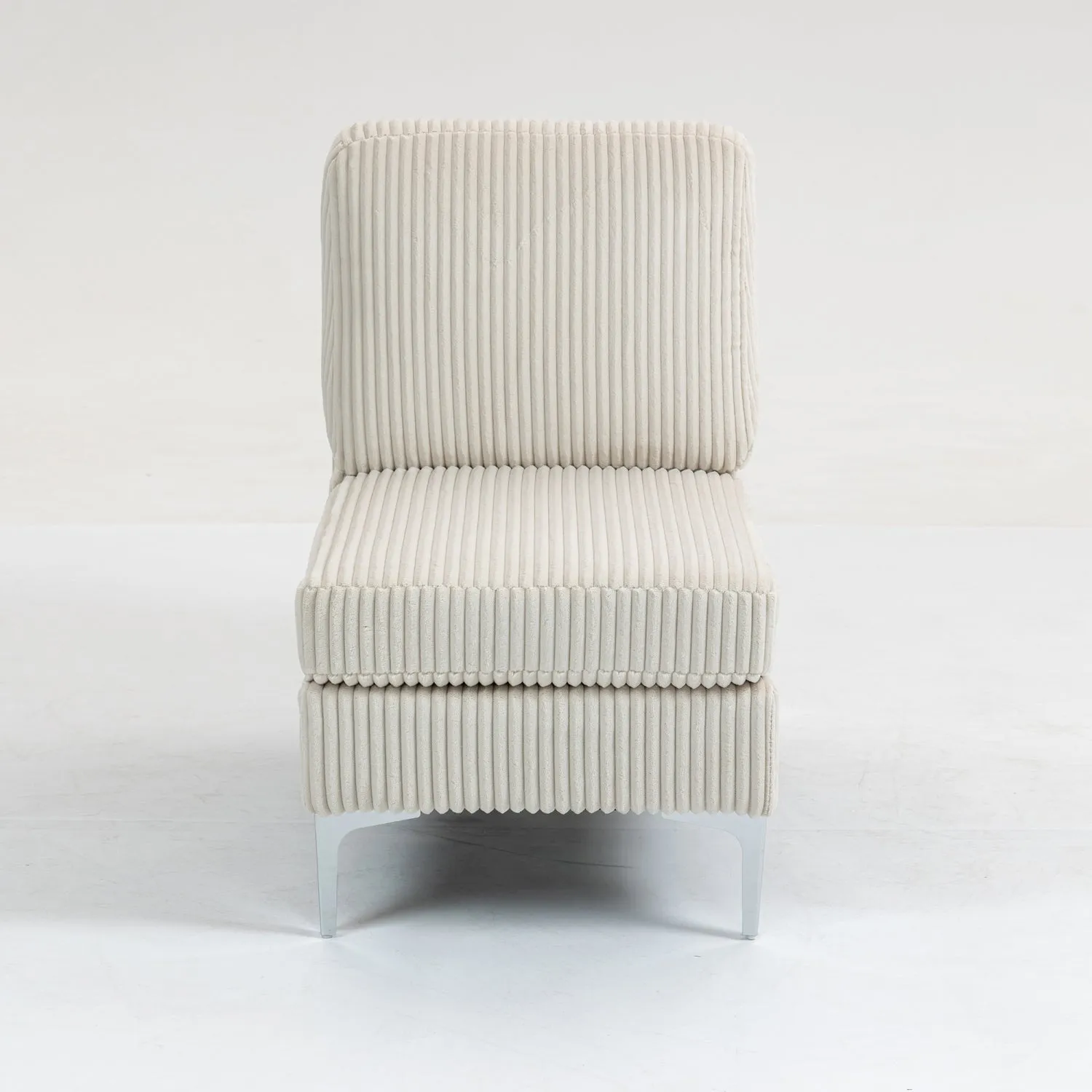 Streamdale Beige Corduroy Modular Armless Sofa Seat