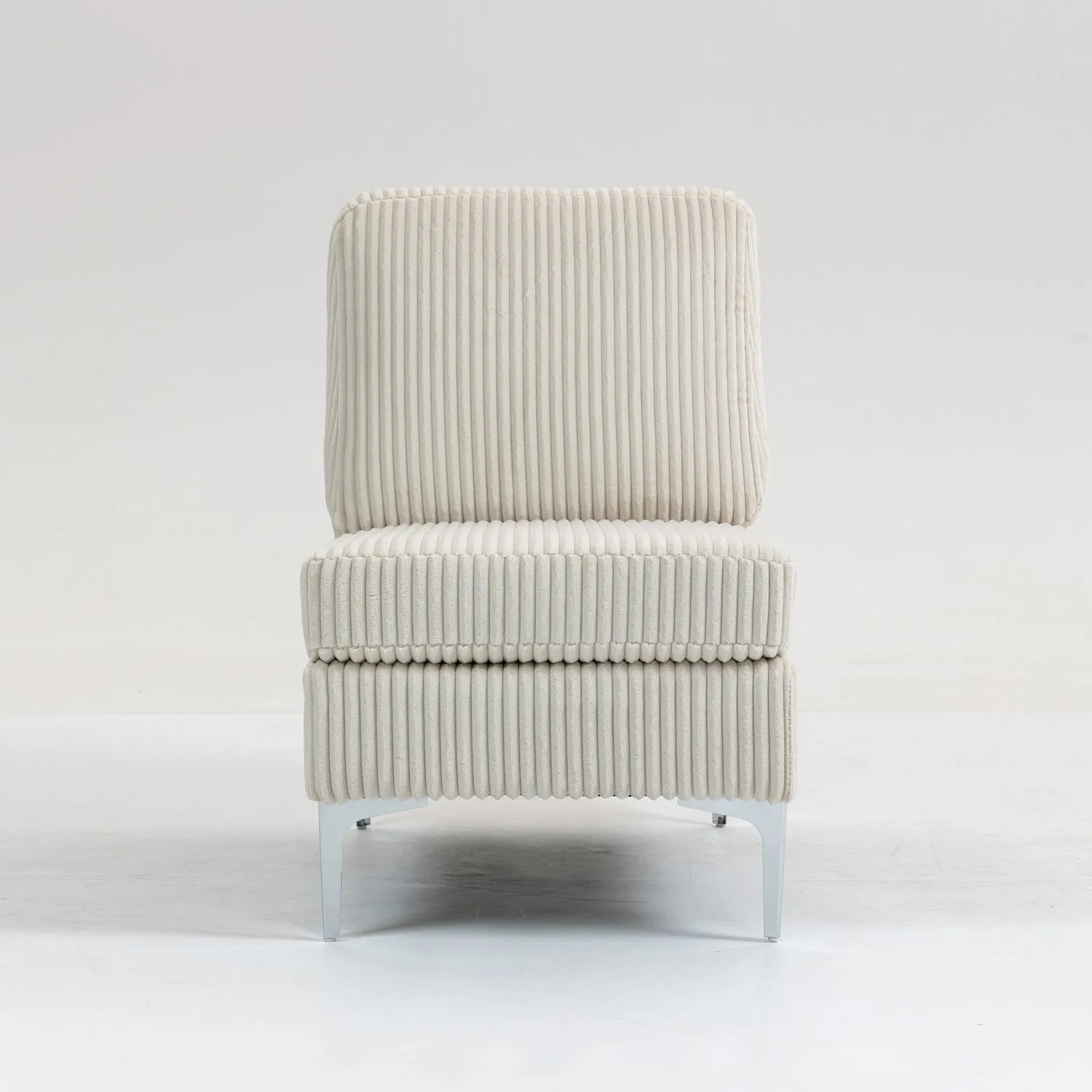Streamdale Beige Corduroy Modular Armless Sofa Seat
