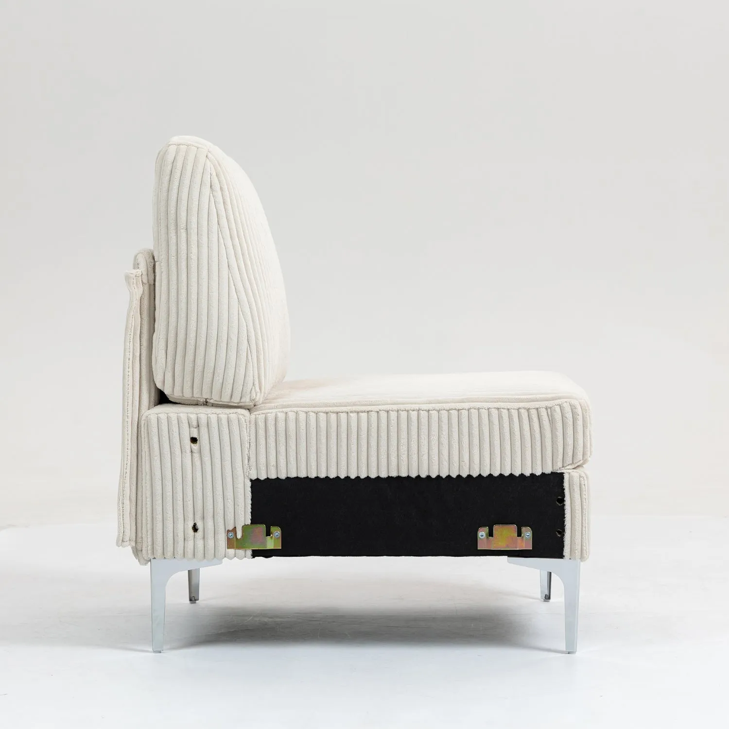 Streamdale Beige Corduroy Modular Armless Sofa Seat