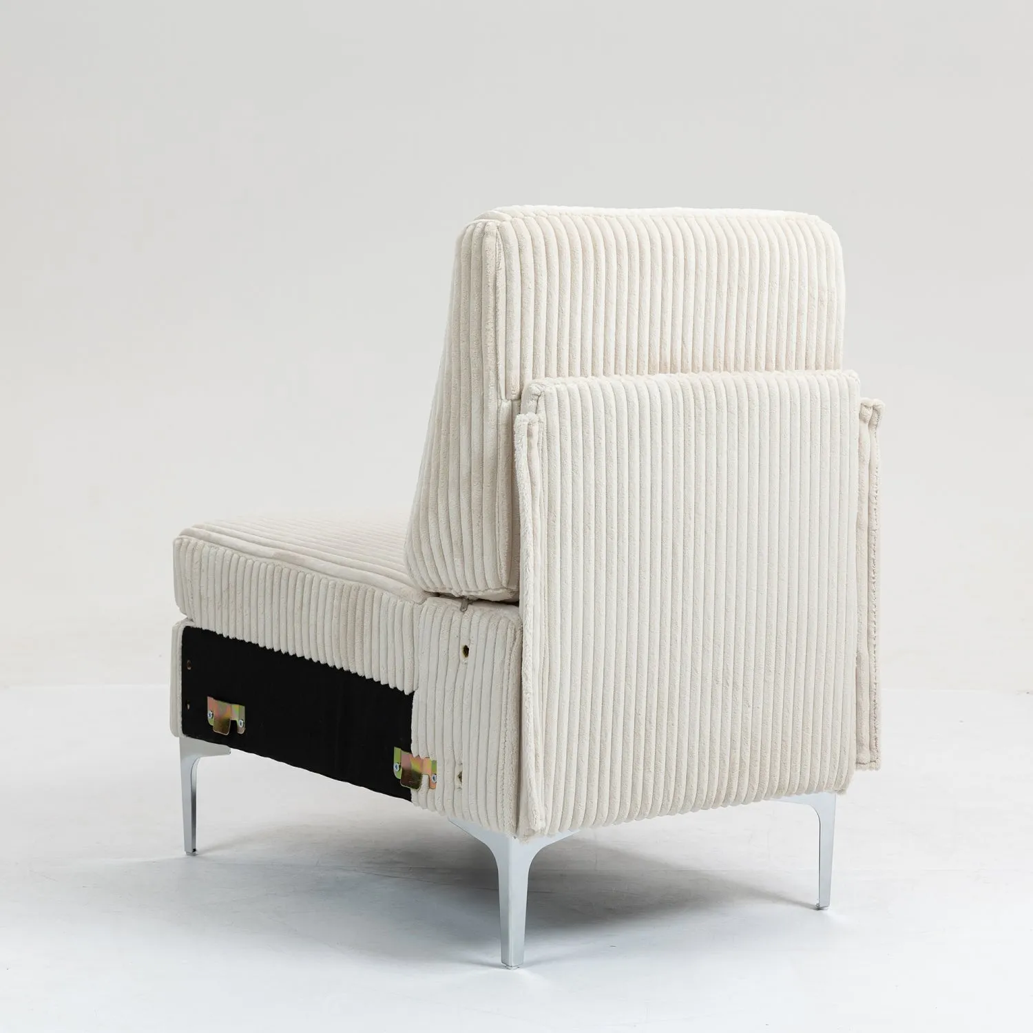 Streamdale Beige Corduroy Modular Armless Sofa Seat