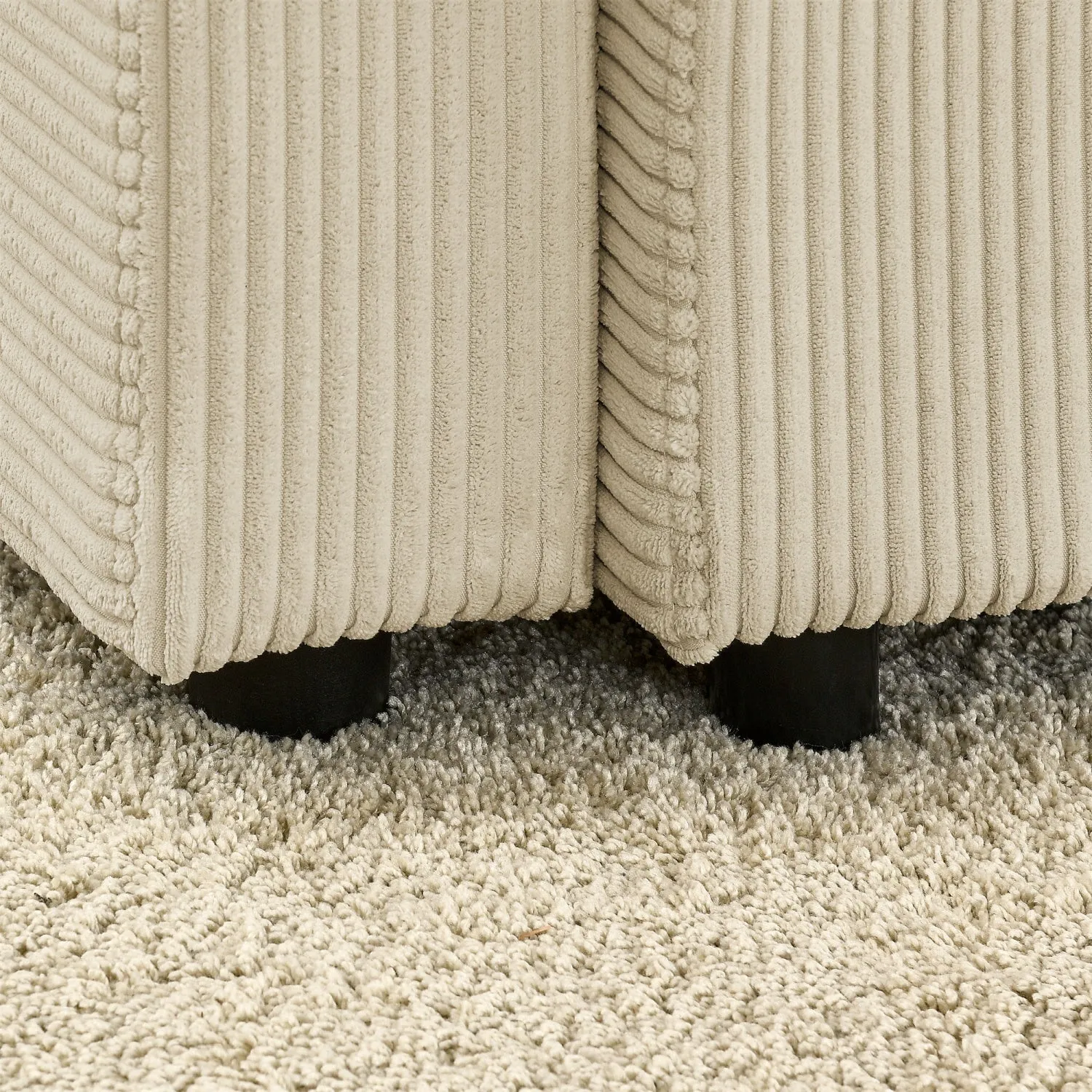 Streamdale Beige Corduroy Sofa Set with Storage & Cup Holders