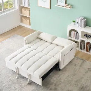 Streamdale Beige Velvet Sofa Bed - Convertible Sleeper Couch
