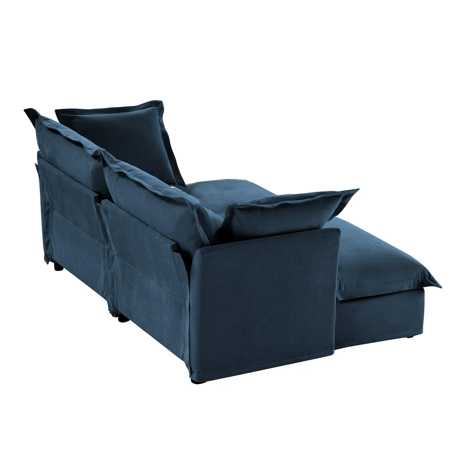 Streamdale Blue Chenille 2-Seater Sofa with Ottomans & Sleeper