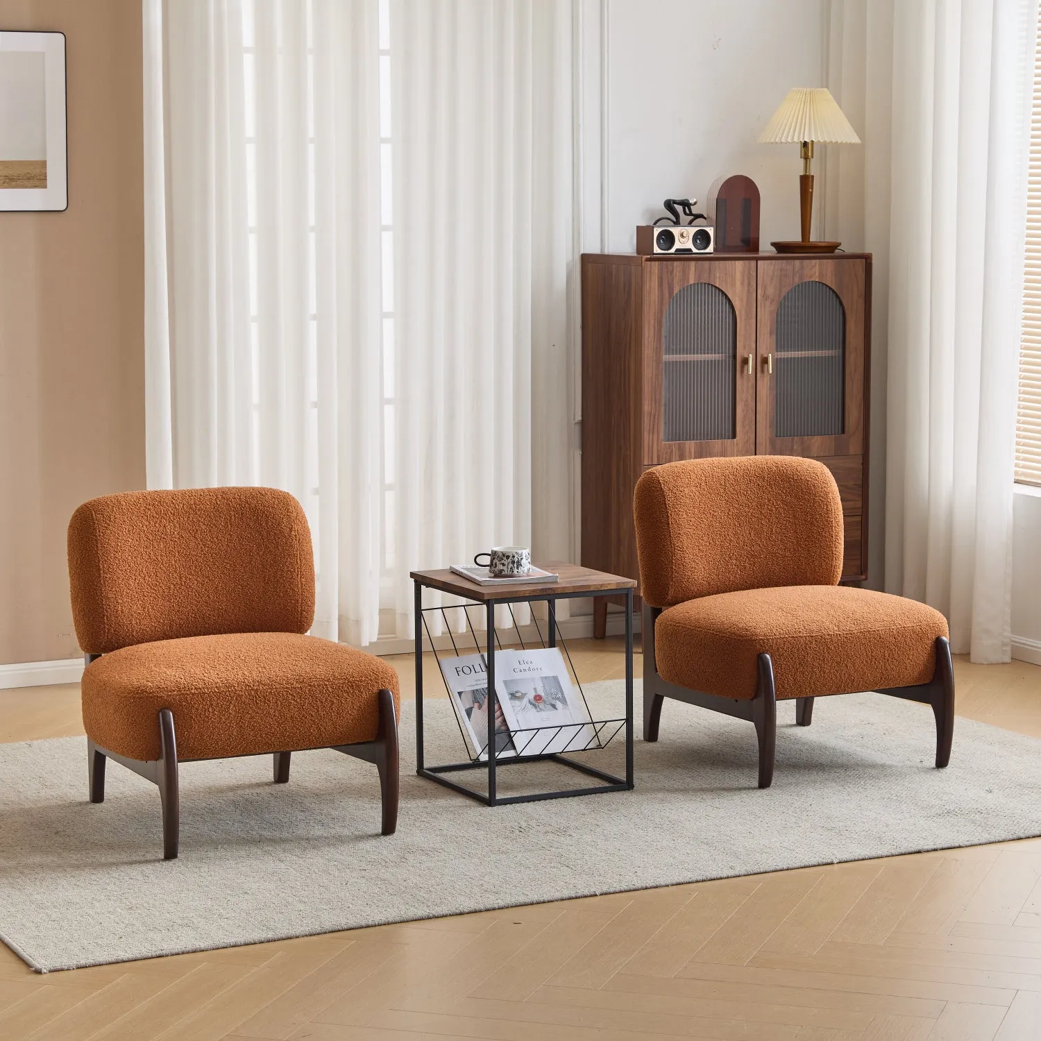 Streamdale Boucle Lounge Chairs - Modern, Solid Wood Frame
