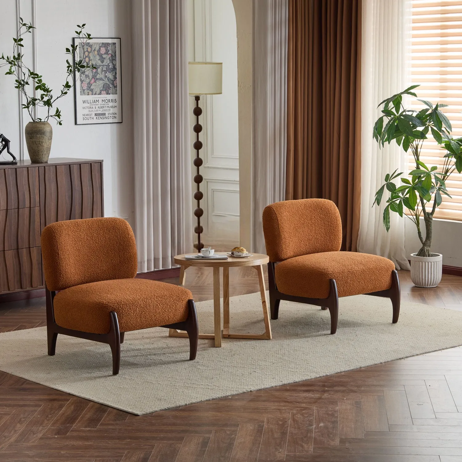 Streamdale Boucle Lounge Chairs - Modern, Solid Wood Frame