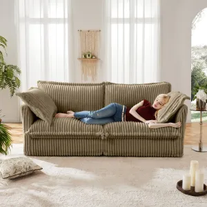 Streamdale Camel Corduroy 2-Seat Sofa, Slipcovered, Deep Seat