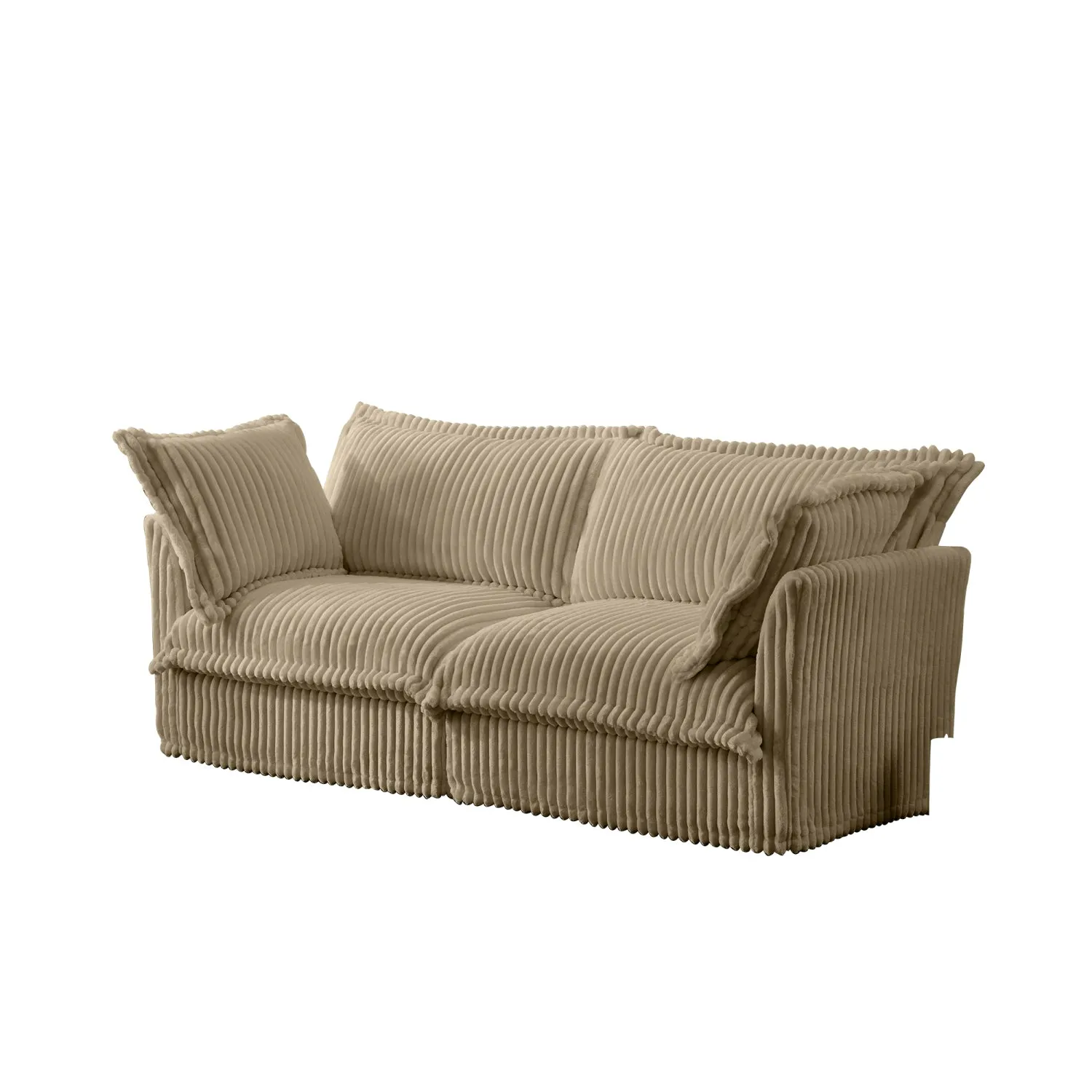 Streamdale Camel Corduroy 2-Seat Sofa, Slipcovered, Deep Seat
