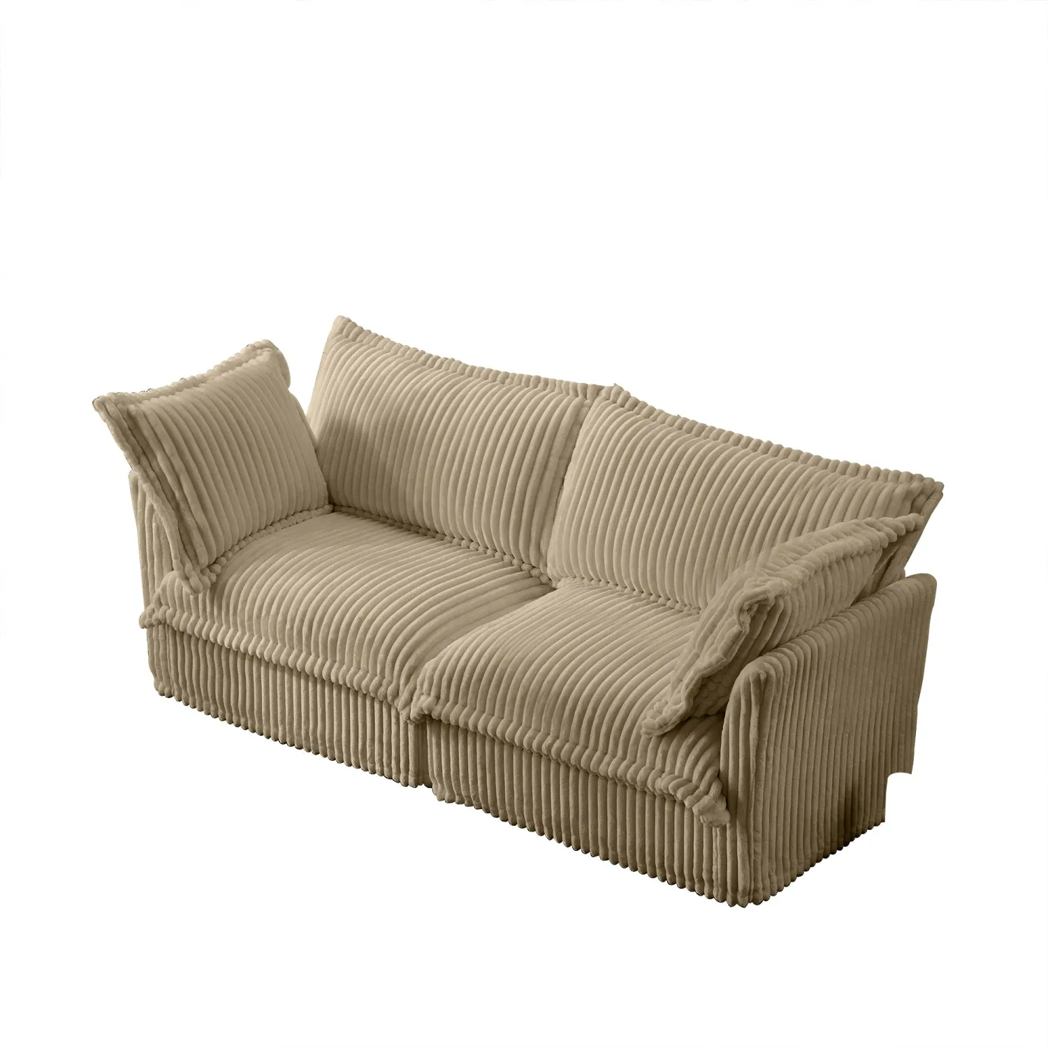Streamdale Camel Corduroy 2-Seat Sofa, Slipcovered, Deep Seat
