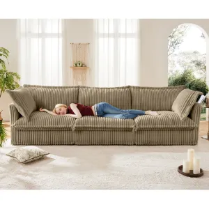 Streamdale Camel Corduroy 3-Seater Slipcovered Sofa