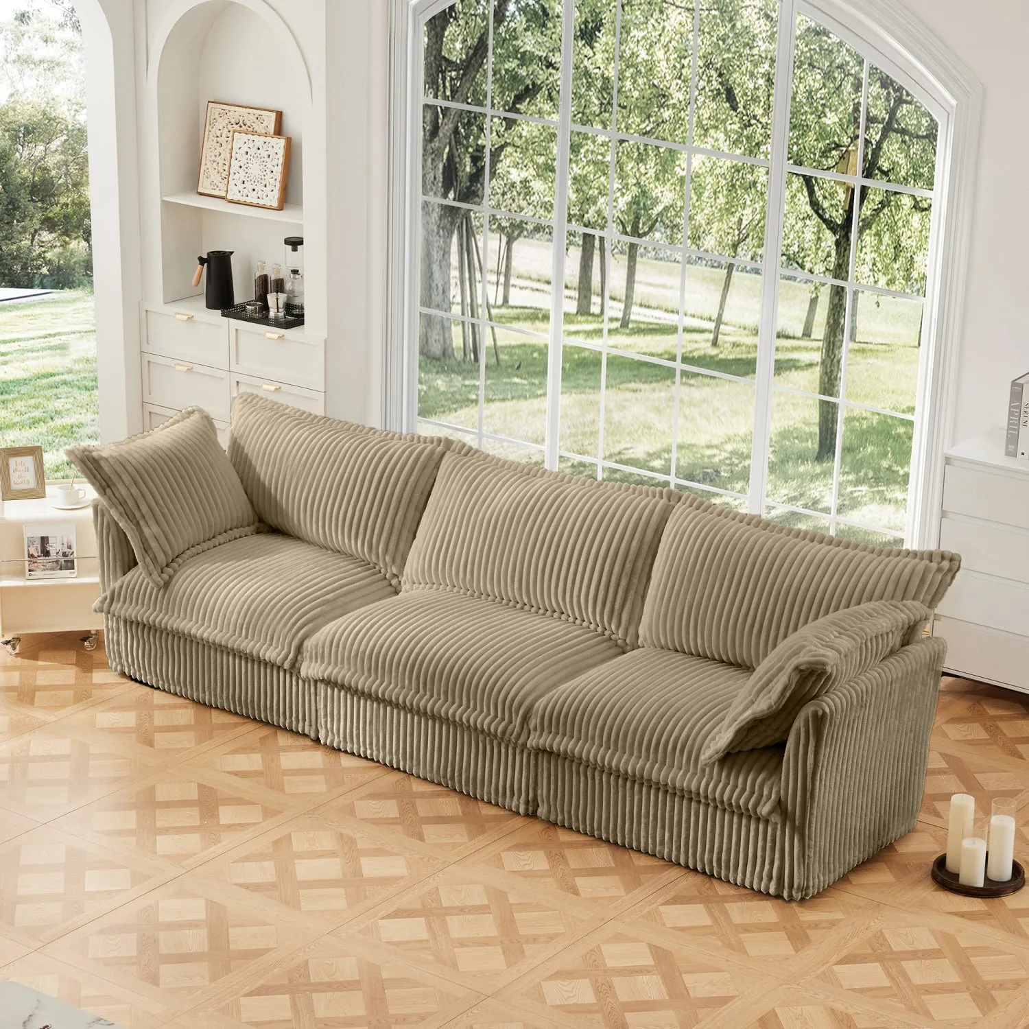 Streamdale Camel Corduroy 3-Seater Slipcovered Sofa