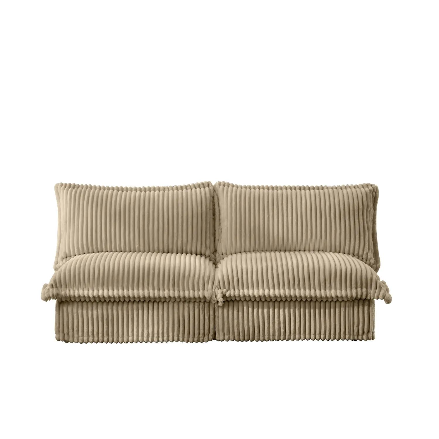Streamdale Camel Corduroy Armless Sofa with Pillows