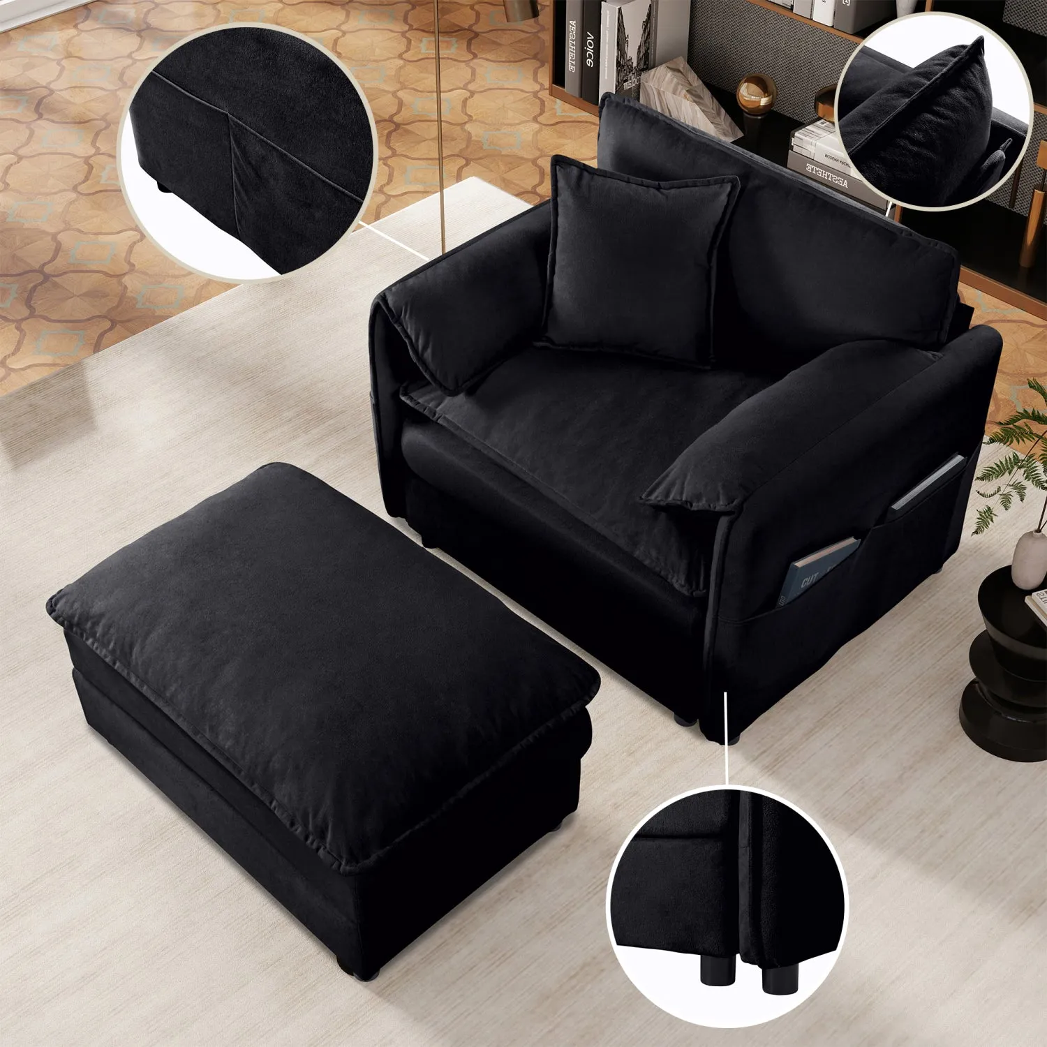 Streamdale Chenille Accent Chairs (Set of 2) - Black