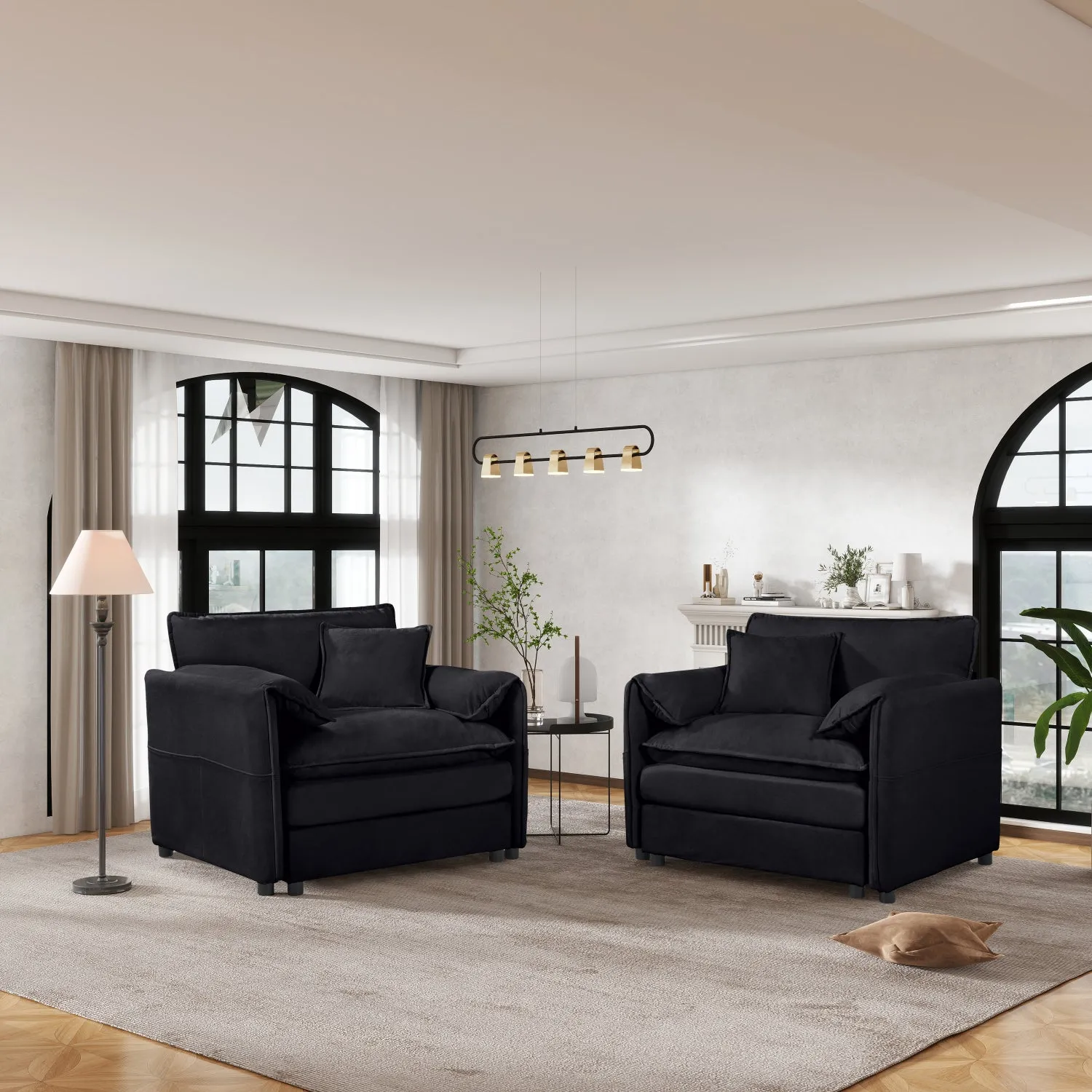 Streamdale Chenille Accent Chairs (Set of 2) - Black