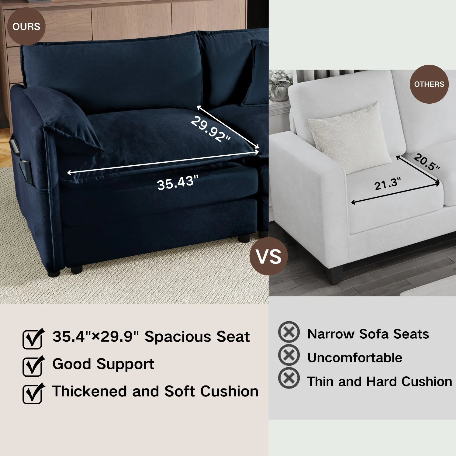 Streamdale Chenille Cloud Couch - Oversized Modular Sofa