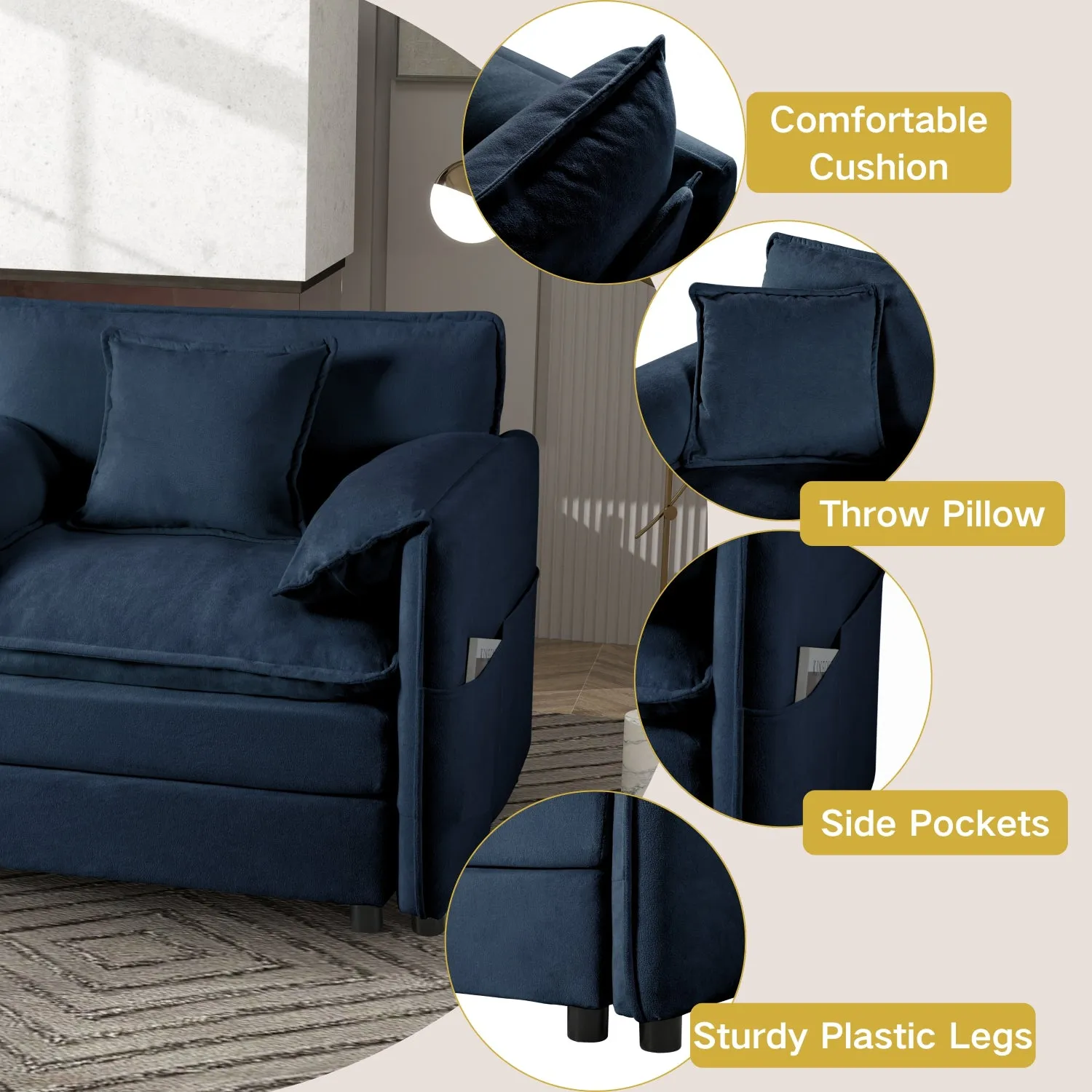 Streamdale Chenille Cloud Couch - Oversized Modular Sofa
