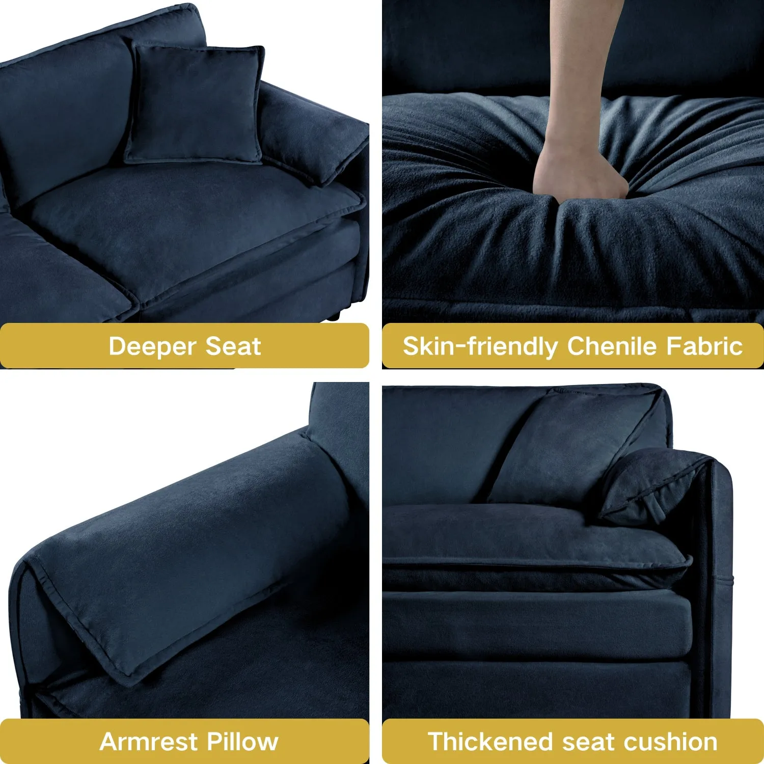 Streamdale Chenille Cloud Couch - Oversized Modular Sofa