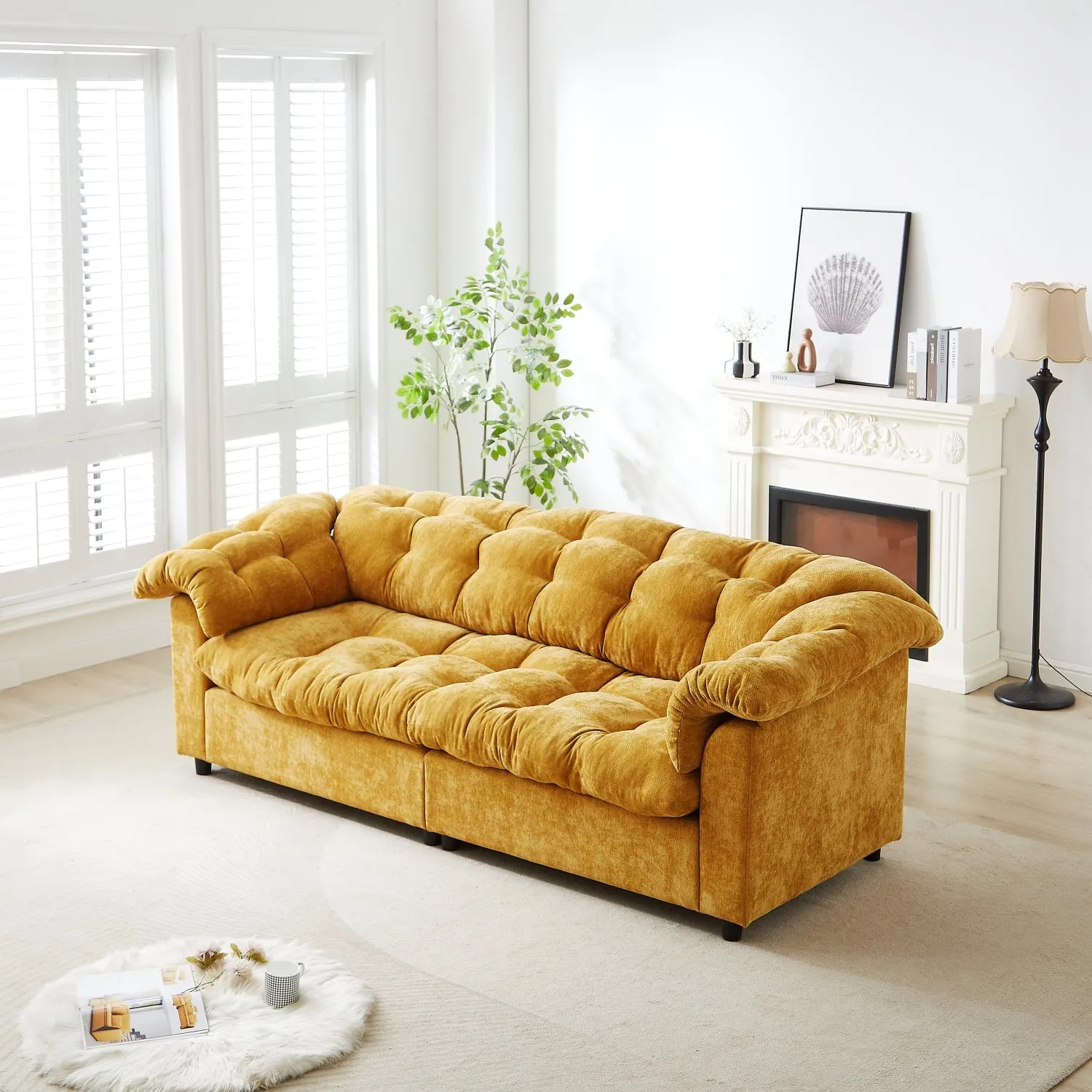 Streamdale Chenille Deep Seat Cloud Sofa - Yellow
