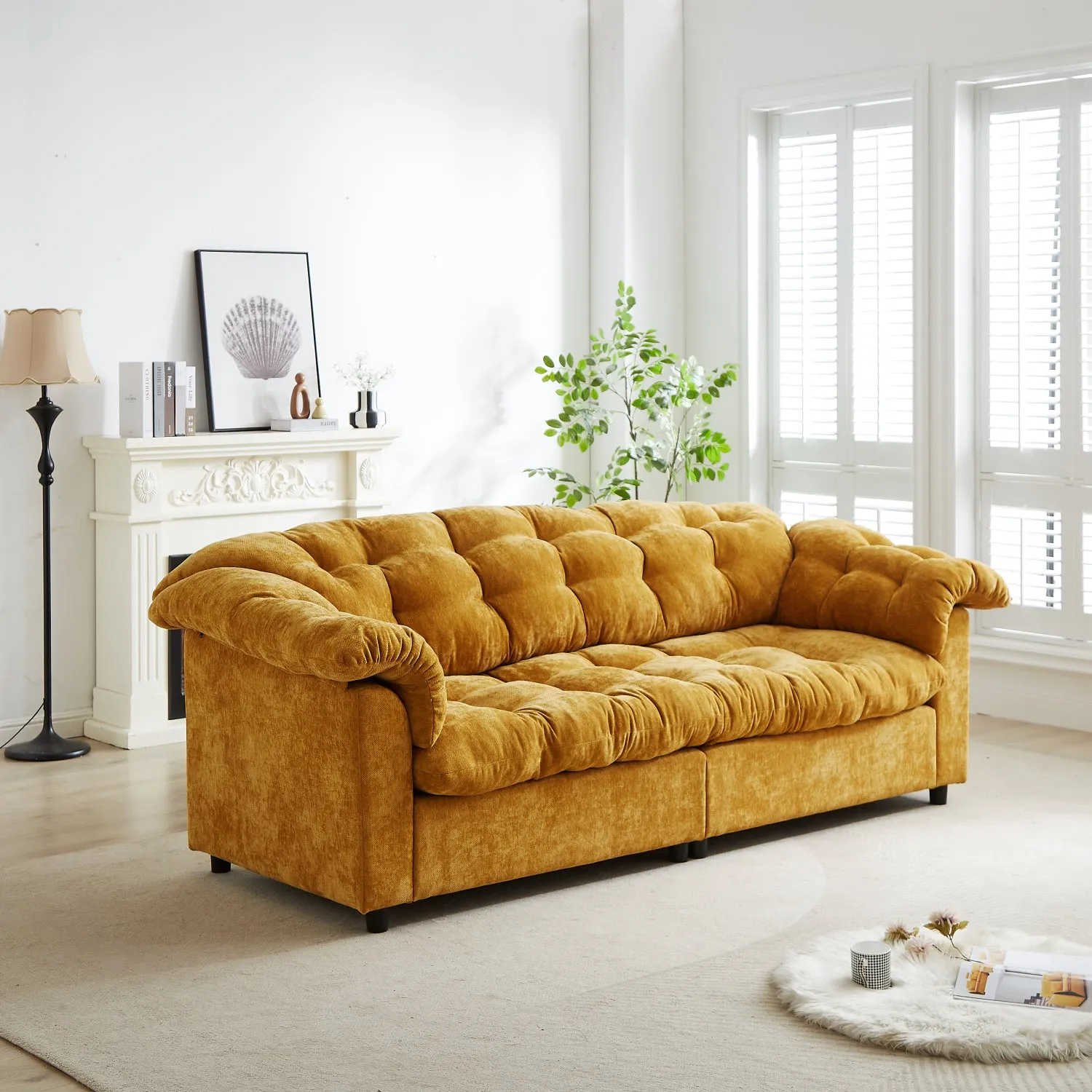 Streamdale Chenille Deep Seat Cloud Sofa - Yellow