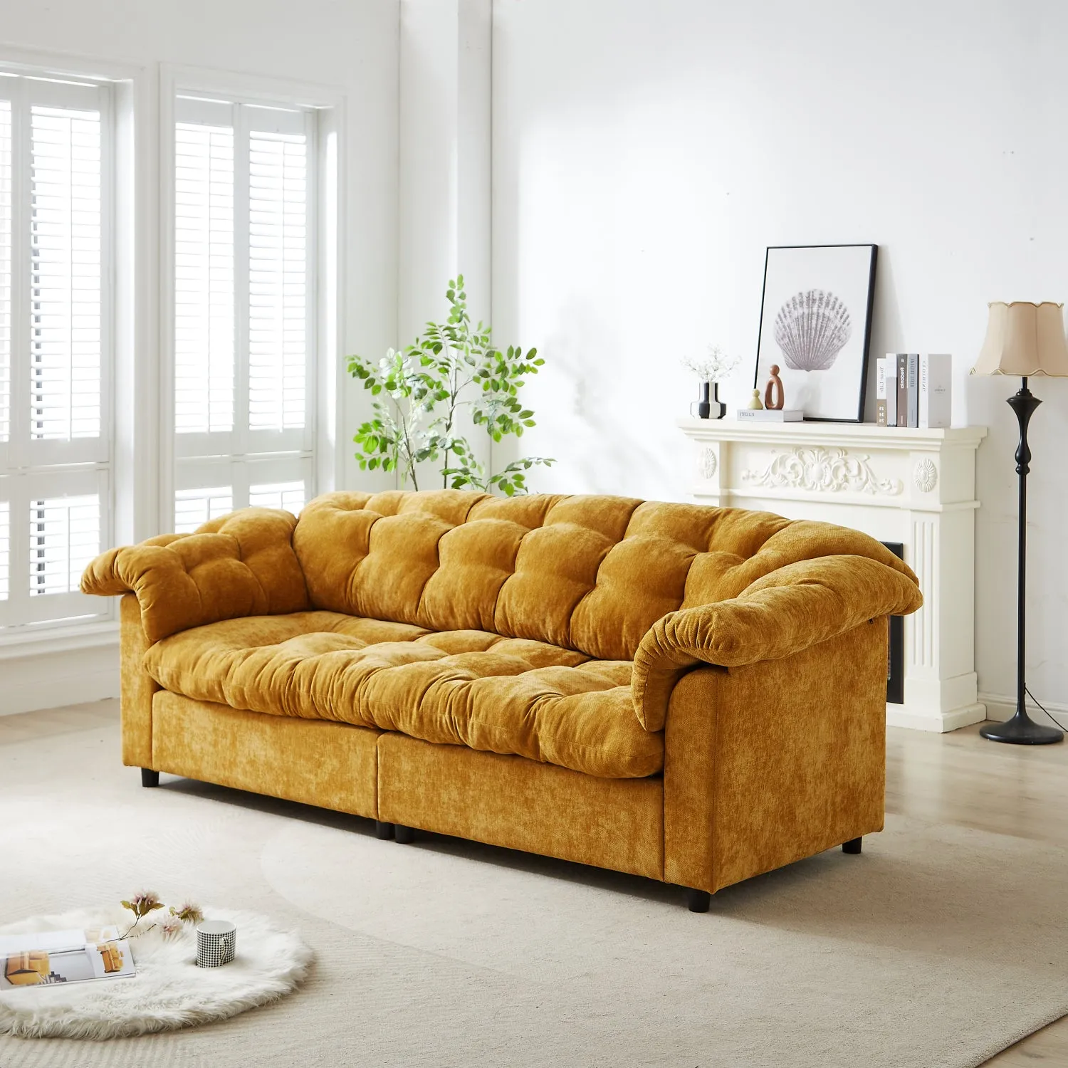 Streamdale Chenille Deep Seat Cloud Sofa - Yellow