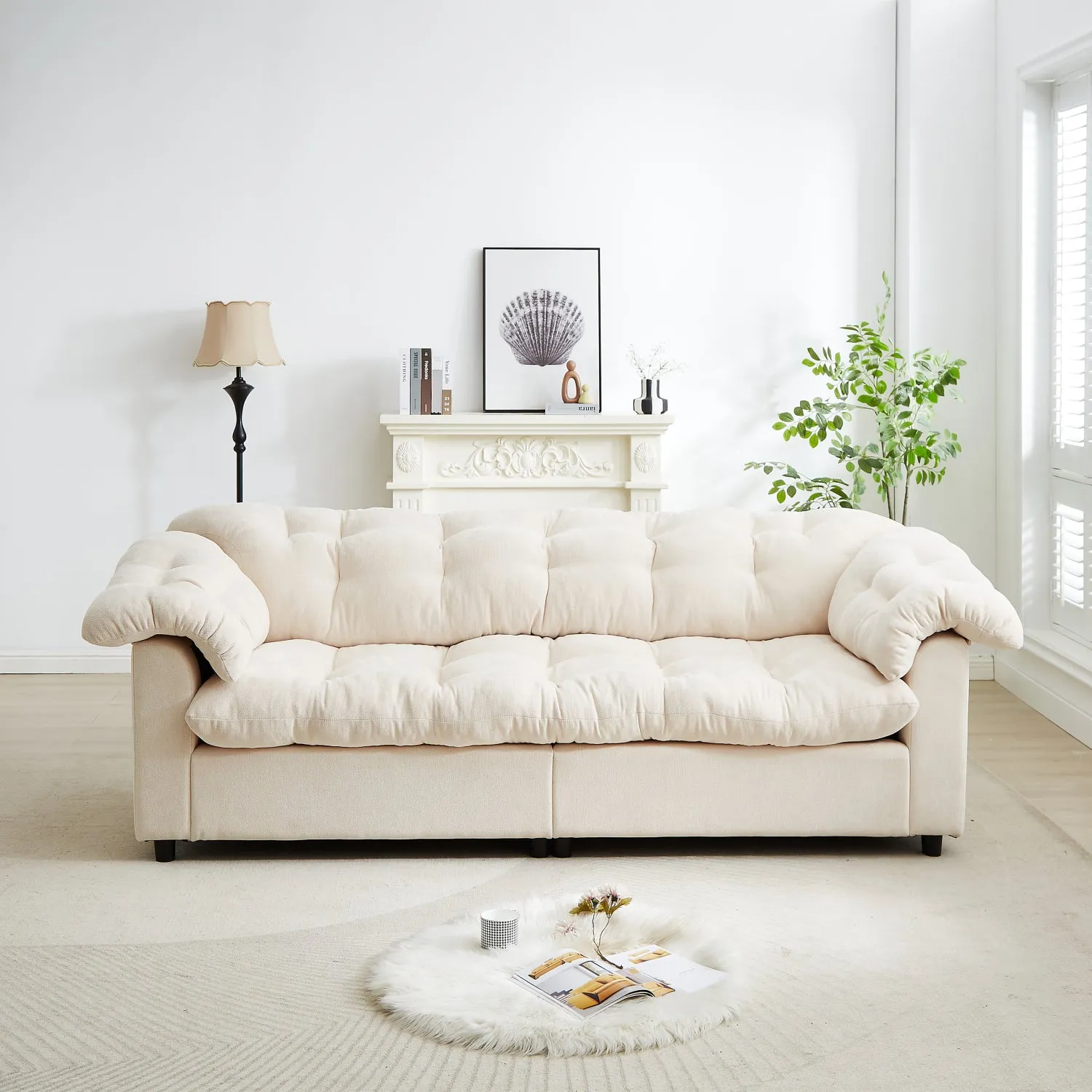 Streamdale Chenille Deep Seat Sofa - Fluffy Cloud Comfort - Beige
