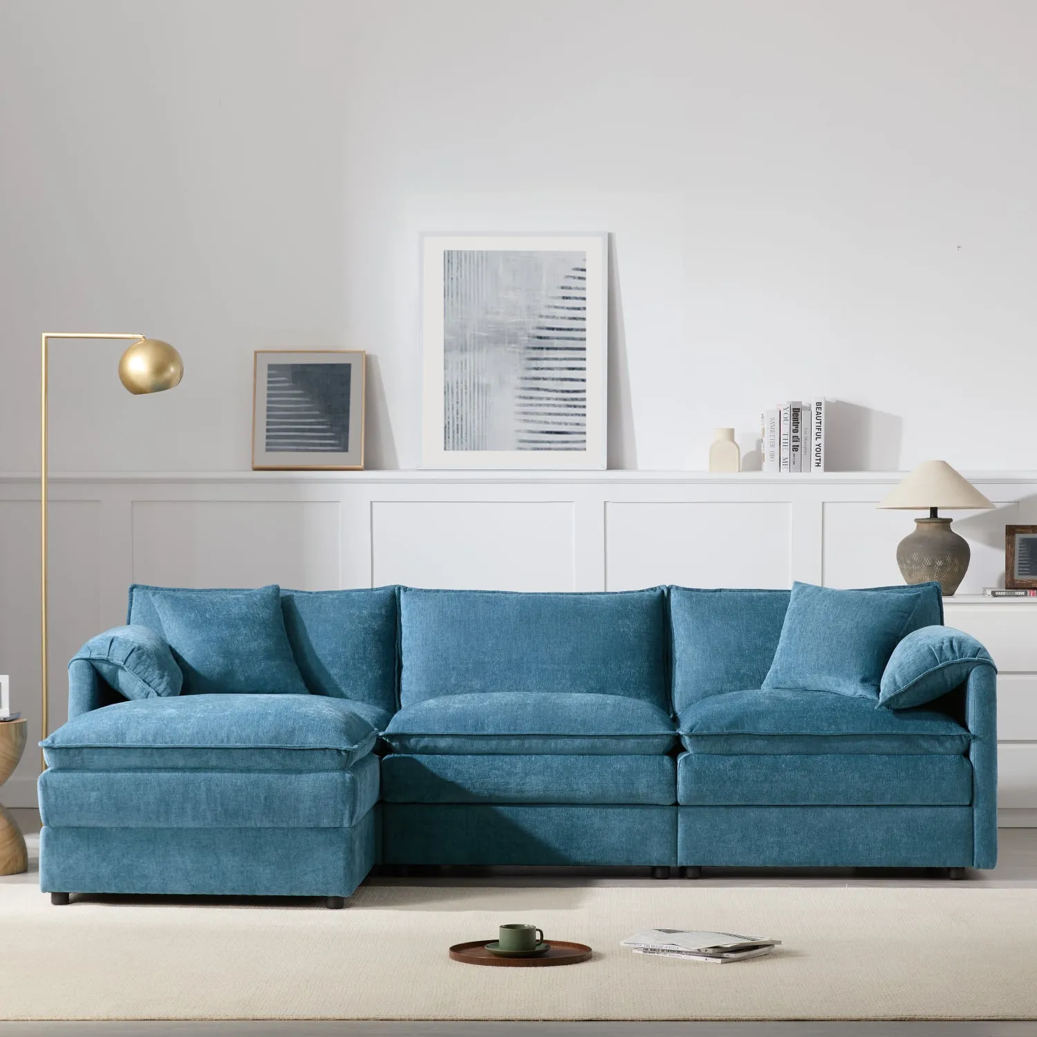 Streamdale Chenille Modular Sectional Sofa with Ottoman