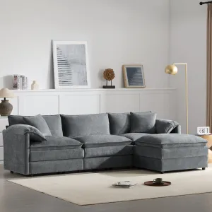 Streamdale Chenille Modular Sectional Sofa with Ottoman