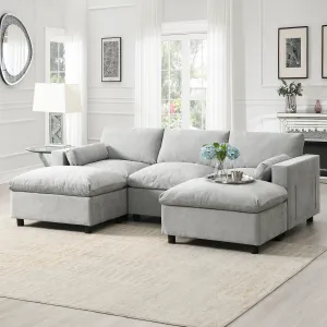 Streamdale Chenille Modular Sectional Sofa with Ottomans & Pillows