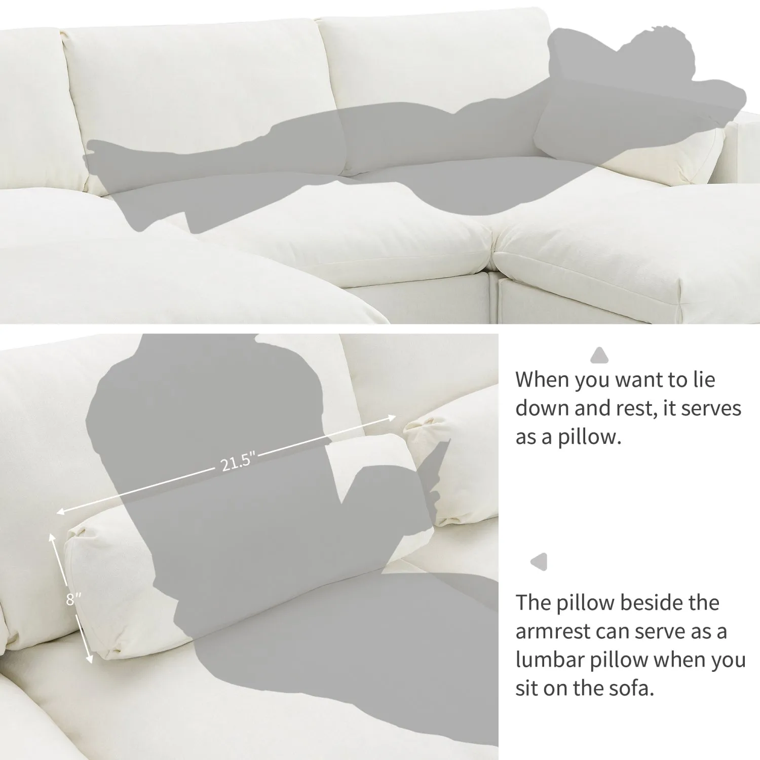 Streamdale Chenille Modular Sectional Sofa with Ottomans & Pillows